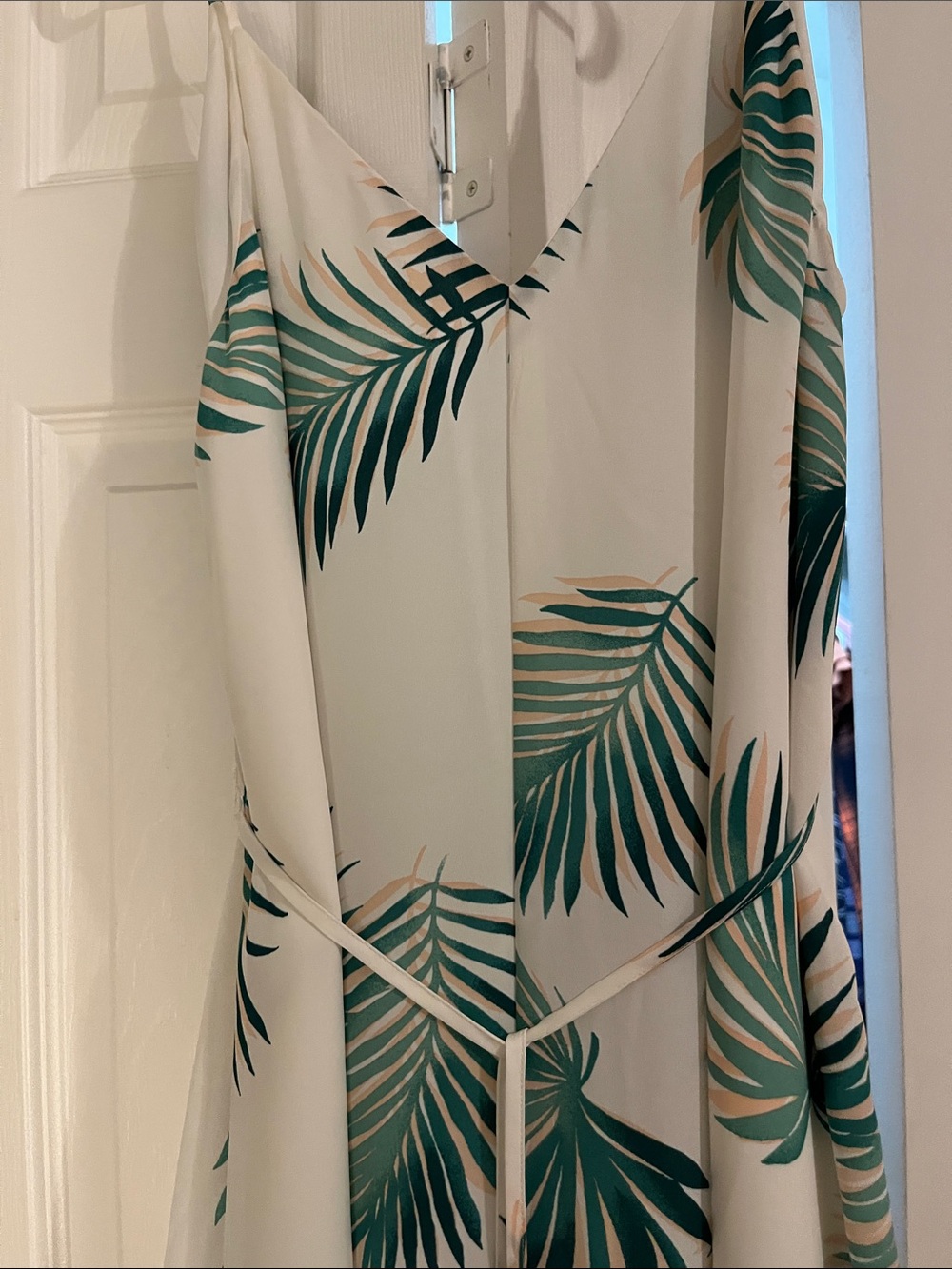 Forever 21 White Maxi Dress with Green Palm Print - Picture 12 of 16